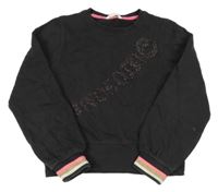 Čiernošedá crop mikina s nápisom a pruhmi M&S