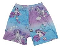 Azurovo-fialové kraťasy s jednorožcami