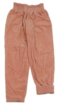 Skořicové paper bag manšestrové podšité kalhoty Topolino