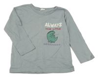 Sivé tričko s dinosaurom a nápismi H&M