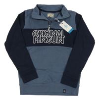 Nové - tmavomodrošedo-tmavomodrá mikina s logem ORIGINAL PENGUIN