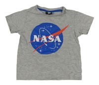 Sivé melírované tričko s nápisem - NASA C&A