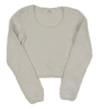 Smotanový chlpatý crop sveter H&M