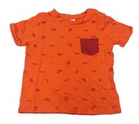 Oranžové tričko s obrázkami a kapsičkou Lc Waikiki