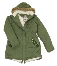 Nové - Khaki šusťáková zimní parka s flitry a kapucí Y.F.K.