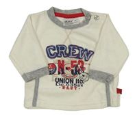 Smotanová zamatová mikina s nápisom a medvěďom