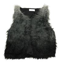 Sivo-tmavošedo-čierna ombré kožušinová podšitá vesta H&M