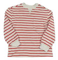 Bielo-červená pruhovaná mikina s vreckom M&S