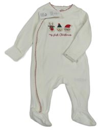 Nové - Bílý sametový overal se Santou a sněhulákem F&F