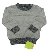 Nové - Sivý melírovaný pruhovaný sveter Rebel