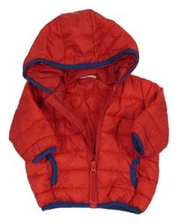 Červená prešívaná šušťáková zateplená bunda s kapucňou Next