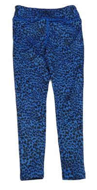 Modro-čierne športové legíny s leopardím vzorom