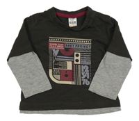 Antracitovo-šedé triko s potiskem Zara