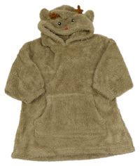 Hnědá chlupatá oversize mikina s kapucí - sob