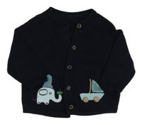 Tmavomodrý prepínaci sveter so slonom a loďkou M&S