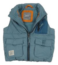 Modrošedá šusťáková zateplená vesta Next