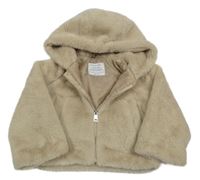 Béžová kožušinová podšitá bunda s kapucňou Primark