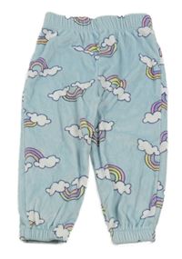 Světlemodré plyšové pyžamové kalhoty s duhami F&F