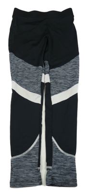 Čierno-tmavošedo-biele športové legíny Yigga