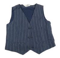 Tmavomodro-biela pruhovaná ľanová vesta H&M