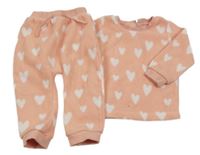 2set - Růžová fleecová mikina se srdíčky + tepláky Matalan