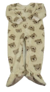 Béžový chlupatý overal s medvědy Dunnes