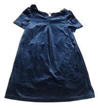 Tmavomodré zamatové šaty s mašľami Primark