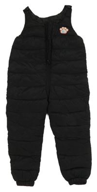 Černé prošívané šusťákové zateplené laclové kalhoty s tlapkou