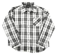 Bílo-tmavošedo-černá kostkovaná košile