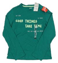 Nové - Zelené triko s nápisem Kiabi