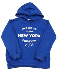 Zafírová mikina s nápisom a kapucňou H&M