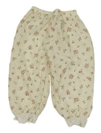 Krémové kvetované ľahké nohavice Shein