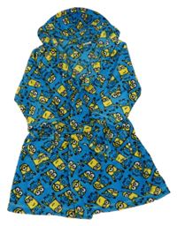 Modrý chlpatý župan s Mimoni a kapucňou George