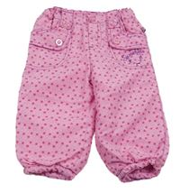 Růžové šusťákové zateplené kalhoty s hvězdami Ergee