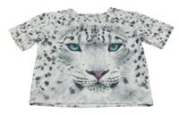 Bielo-čierne crop tričko s levhartem C&A