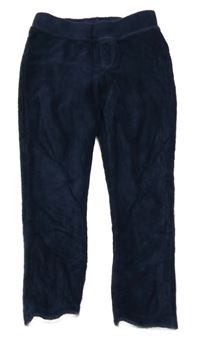 Tmavomodré rebrované zamatové tregíny Nutmeg