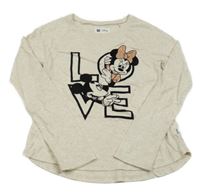 Béžové melírované triko s Minnie a Mickeym GAP