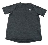 Antracitovo-černé melírované sportovní funkční tričko s logem Under Armour