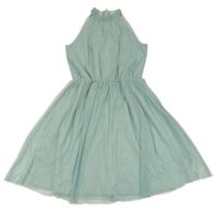 Zelenošedé trblietavé tylové šaty Pepperts