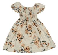 Svetlobéžové kvetované ľahké šaty