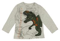 Šedé melírované triko s dinosaurem Matalan