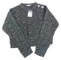 Nové - Tmavosivý trblietavý crop sveter Primark