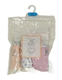 4x kalhotky - broskvové s kočkou + bílé s hvězdami + růžové s kočkou + zelené s mačkou Primark