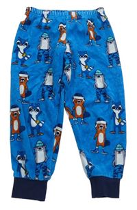 Modré zamatové pyžamové nohavice so zvieratkami C&A