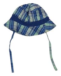 Modrý kockovaný plátenný klobúk H&M