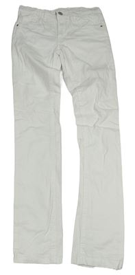 Biele plátenné skinny nohavice