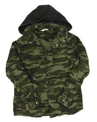 Khaki army plátěná košile s kapucí M&S