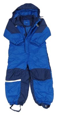 Modro-tmavomodrá šusťáková zimní kombinéza s kapucí Kiki&Koko