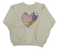 Smetanový vzorovaný svetr se srdcem z flitrů H&M