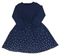 Tmavomodré šifonové šaty s hvězdičkami Yigga